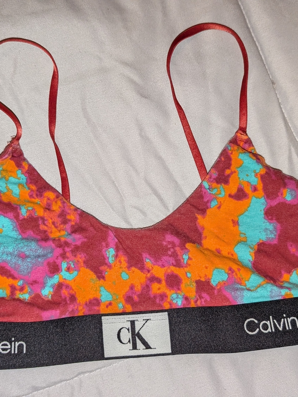 Calvin Klein Multicolor Tie-Dye Bralette with Black Logo Band